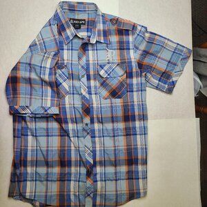 Red Ape Men’s 2XL Plaid Button-Up Shirt – Blue & Orange Casual Long Sleeve Top
